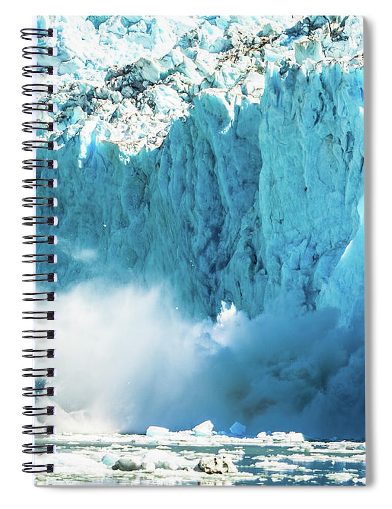 Glacier Spiral Notebook featuring the photograph Glacial Calving by David Kirby