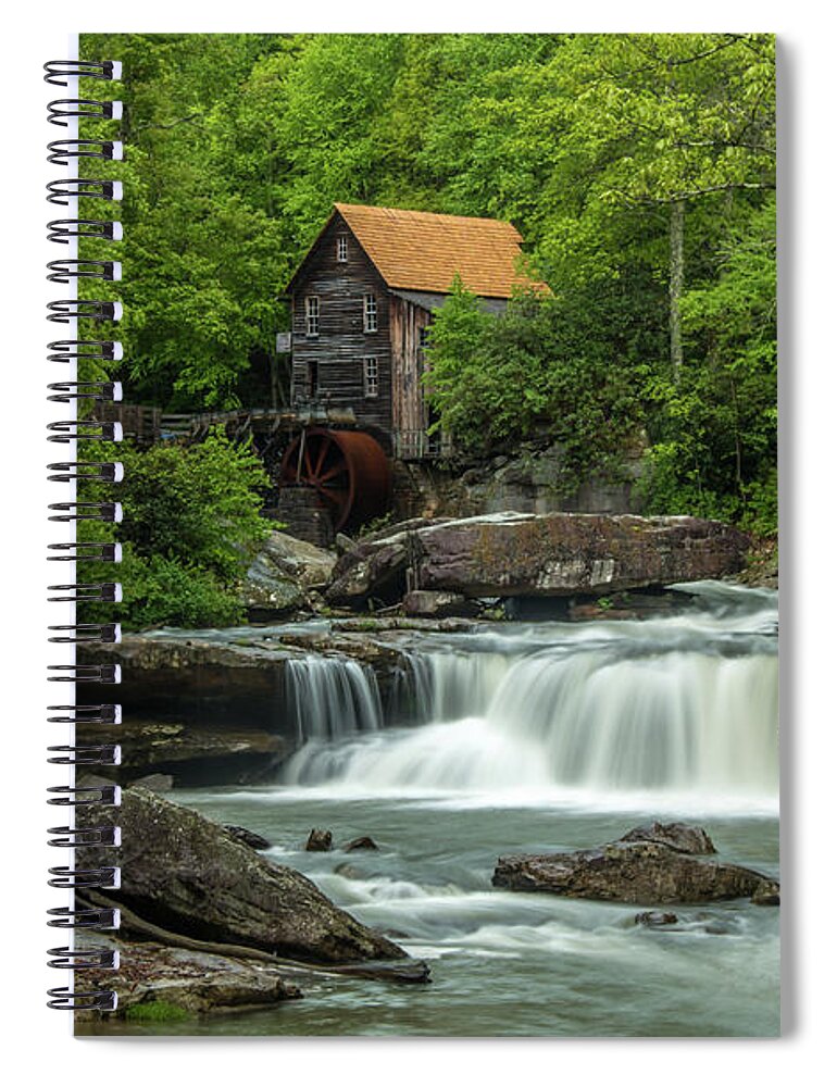 Landscape Spiral Notebook featuring the photograph Glade Creek Grist Mill in May by Chris Berrier