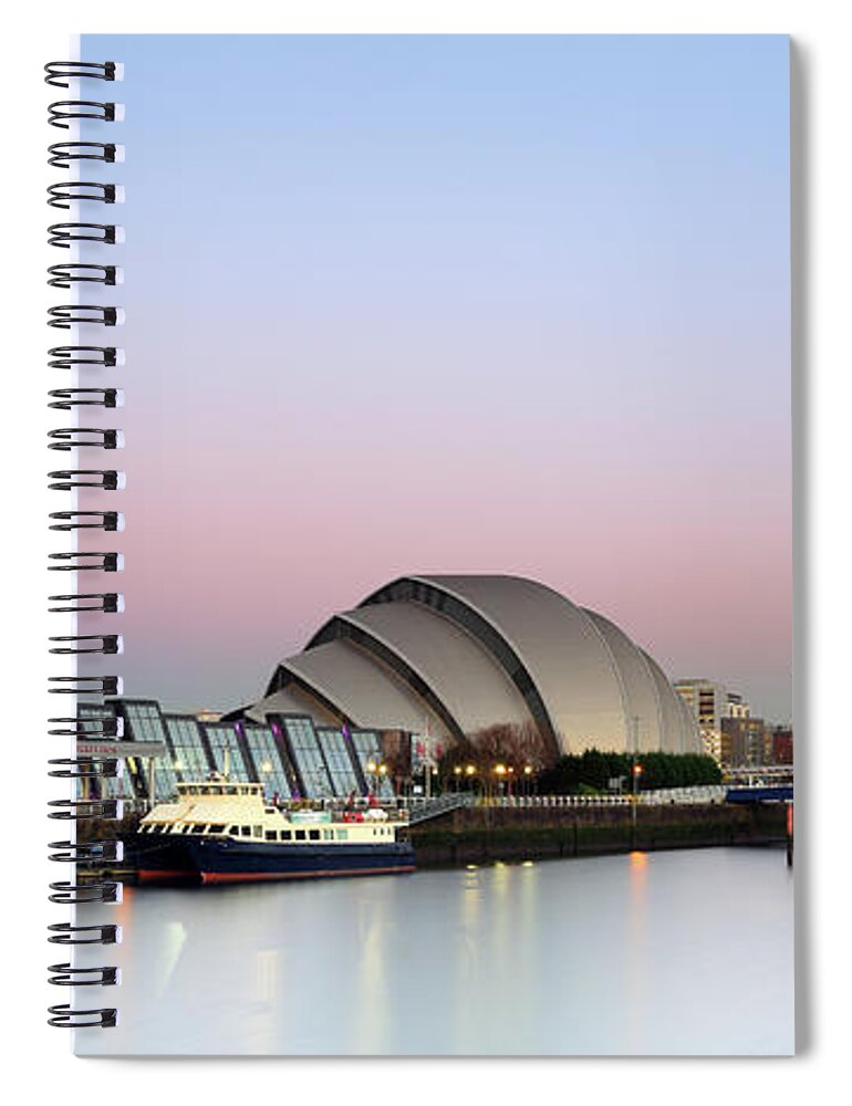 Glasgow Spiral Notebook featuring the photograph Glasgow River Clyde at Sunrise by Maria Gaellman