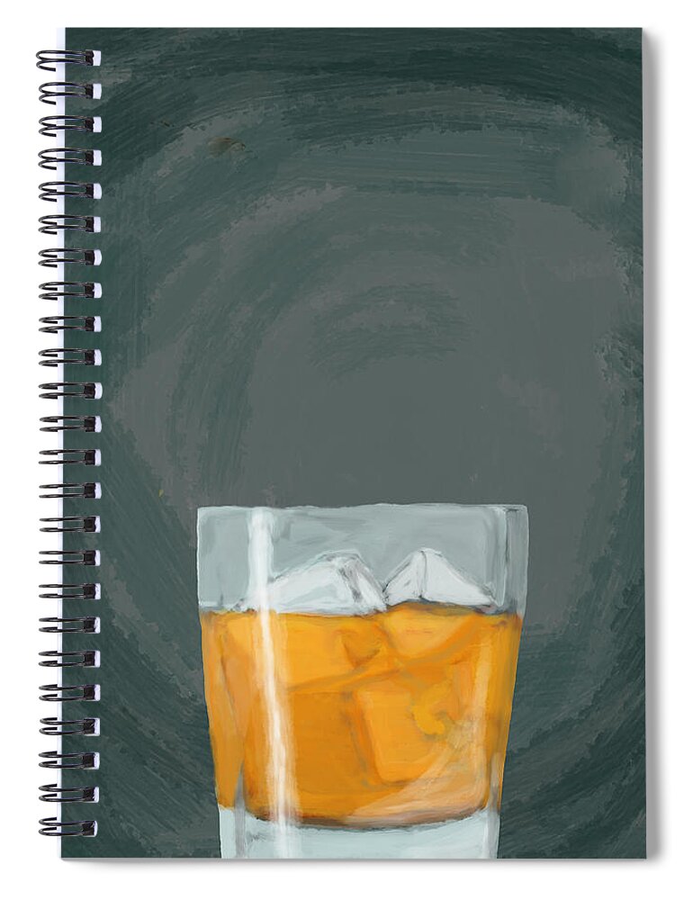 Whiskey Spiral Notebook featuring the digital art Glass, Ice, by Keshava Shukla