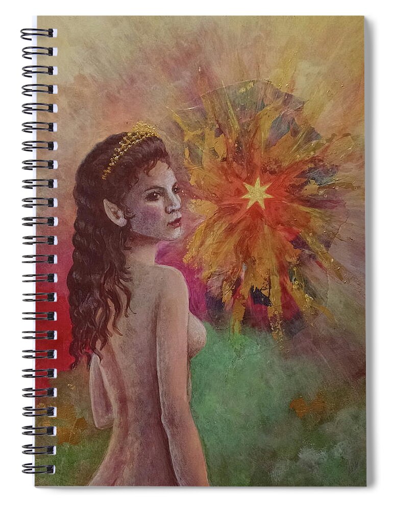 Star Spiral Notebook featuring the mixed media Glen of Precious Stones by Bernadette Wulf