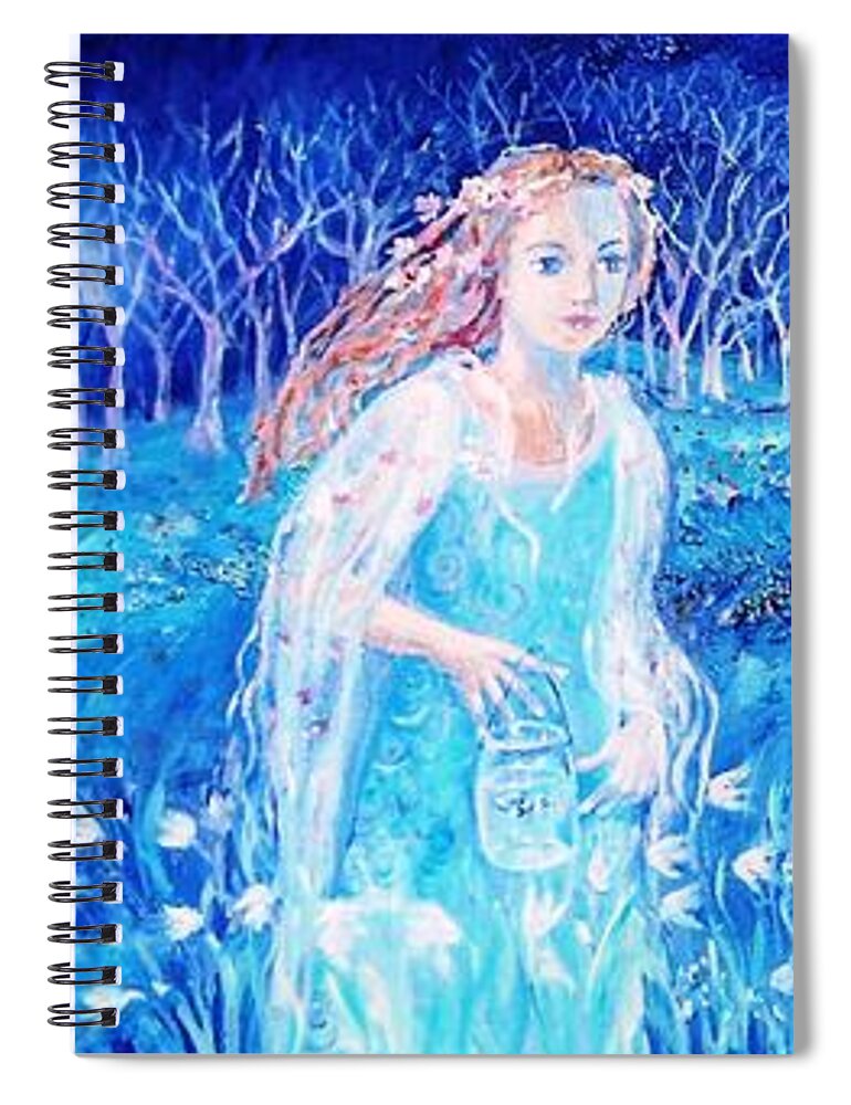 Hare Spiral Notebook featuring the painting Glimmering Girl by Trudi Doyle