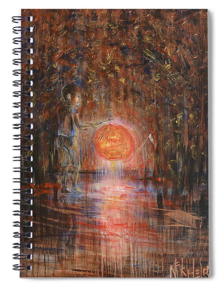 Child Spiral Notebook featuring the painting Glow in the Dark by Nik Helbig