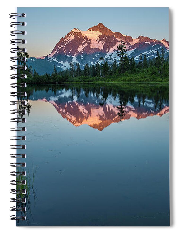 North Cascades National Park Spiral Notebook featuring the photograph Glow over Picture Lake by Jon Glaser