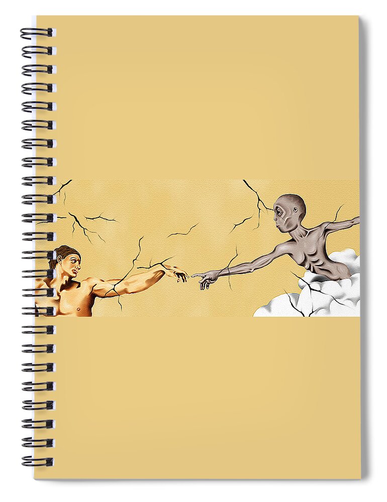 God Spiral Notebook featuring the digital art God and Man by Robert Morin