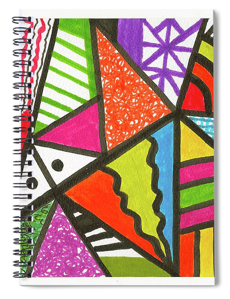Original Art Spiral Notebook featuring the drawing God Is Color Redux by Susan Schanerman