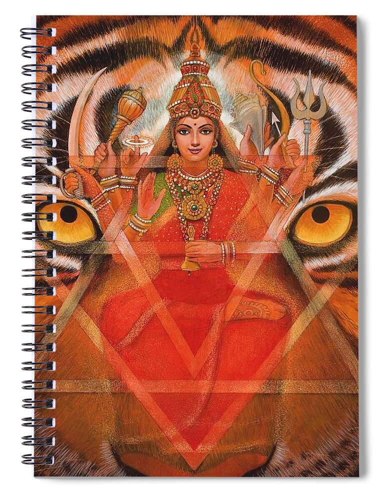 Durga Spiral Notebook featuring the painting Goddess Durga by Sue Halstenberg