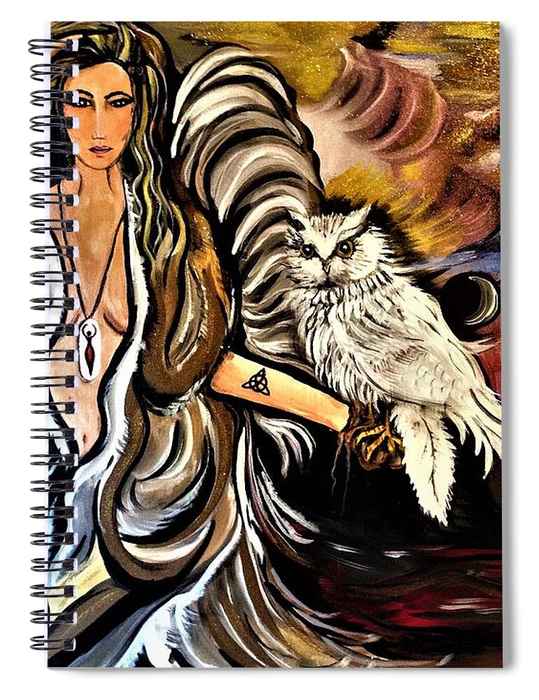 Sophia Spiral Notebook featuring the painting Goddess Sophia by Tracy McDurmon