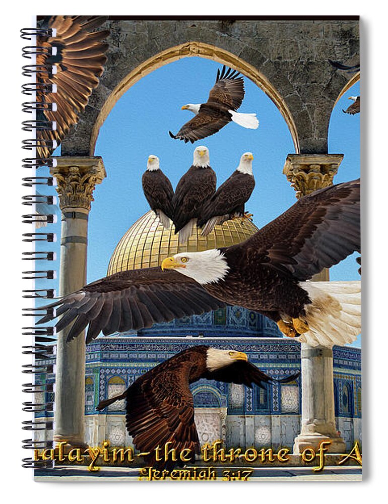 Eagle Spiral Notebook featuring the digital art Possessing the Gates by Constance Woods