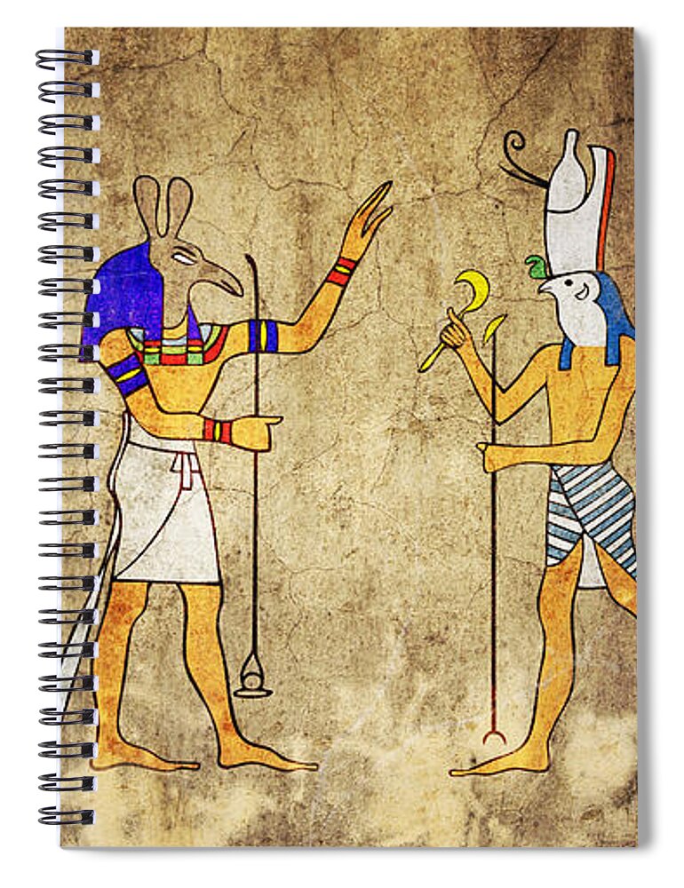 Anubis Spiral Notebook featuring the digital art Gods of Ancient Egypt by Michal Boubin