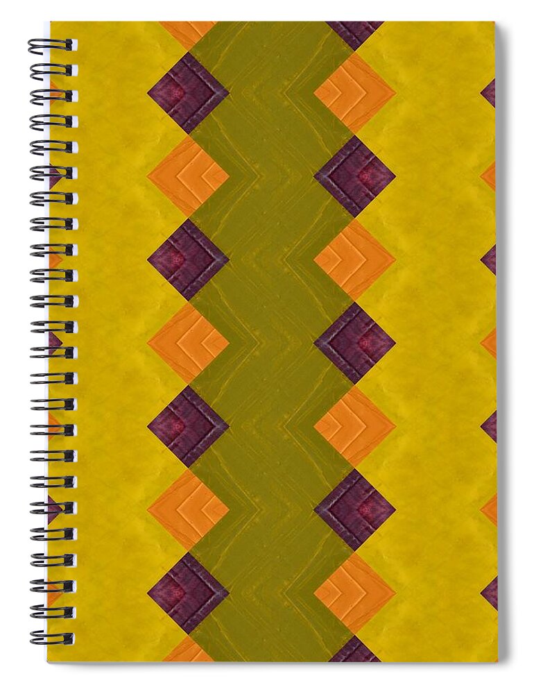 Orange Spiral Notebook featuring the painting Gold and Green with Orange by Michelle Calkins