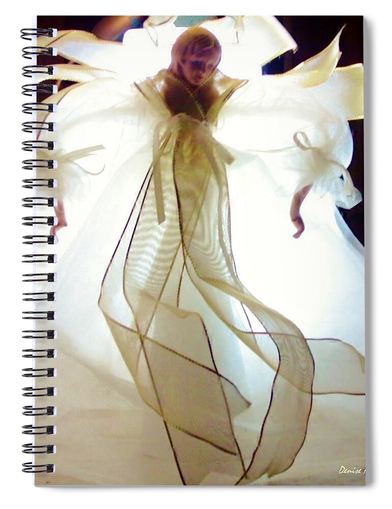 Angel Spiral Notebook featuring the photograph Gold And White Angel by Denise F Fulmer