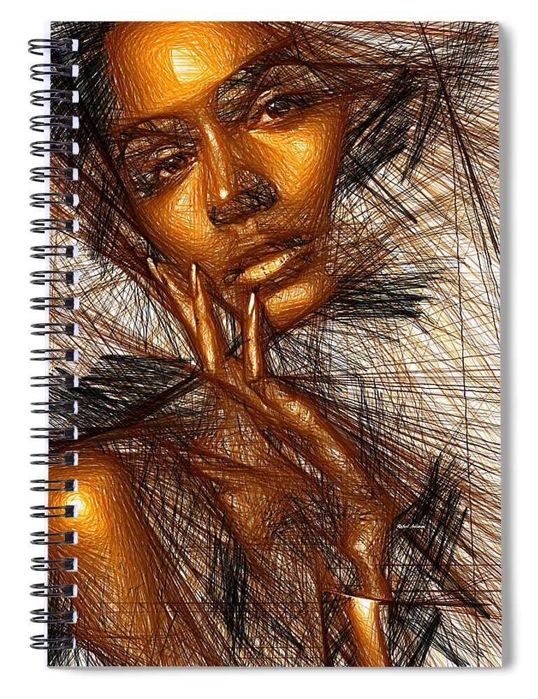Rafael Salazar Spiral Notebook featuring the digital art Gold Fingers by Rafael Salazar