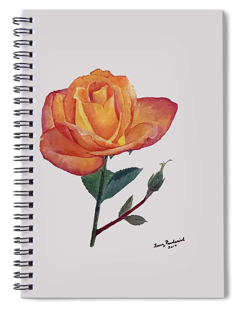 Flowers Spiral Notebook featuring the painting Gold Medal Rose by Terry Frederick