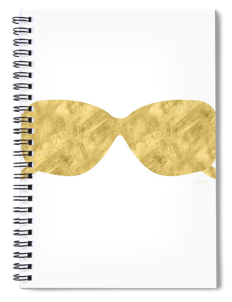 Sunglasses Spiral Notebook featuring the mixed media Gold Shades- Art by Linda Woods by Linda Woods