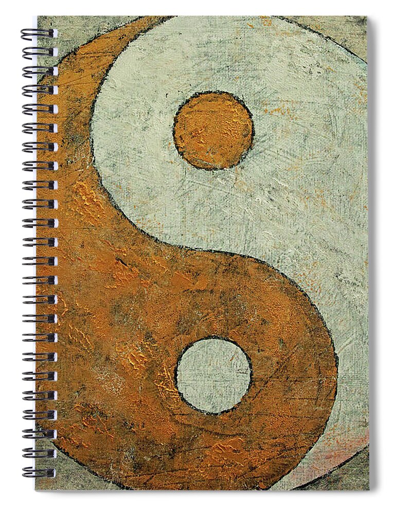 Art Spiral Notebook featuring the painting Gold Yin Yang by Michael Creese