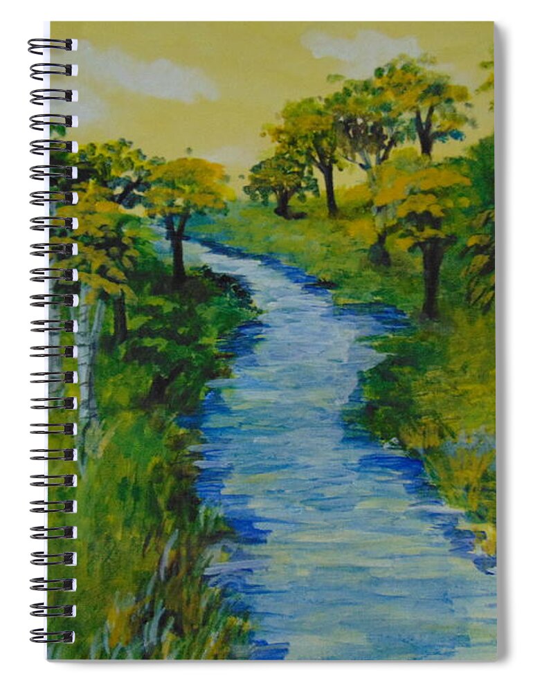 Trees Spiral Notebook featuring the painting Golden Aspens by Saundra Johnson
