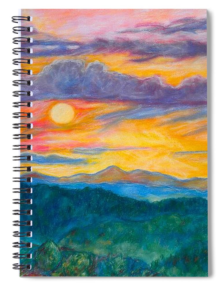 Landscape Spiral Notebook featuring the painting Golden Blue Ridge Sunset by Kendall Kessler