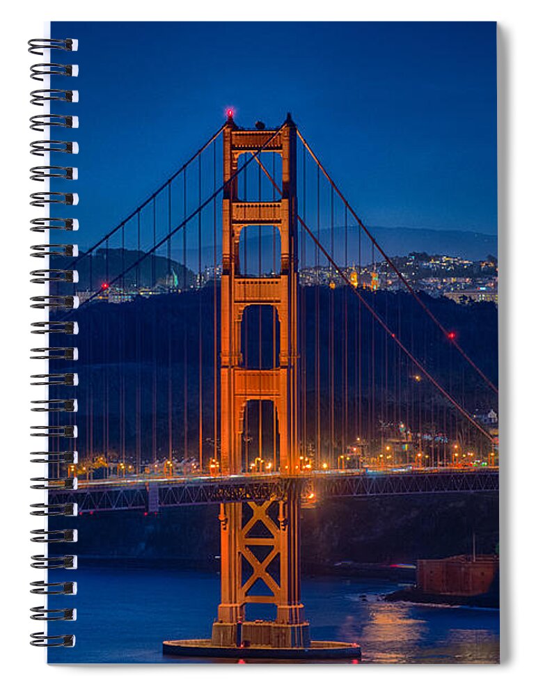 Golden Gate Bridge Spiral Notebook featuring the photograph Golden Gate Bridge Blue Hour by Paul Freidlund