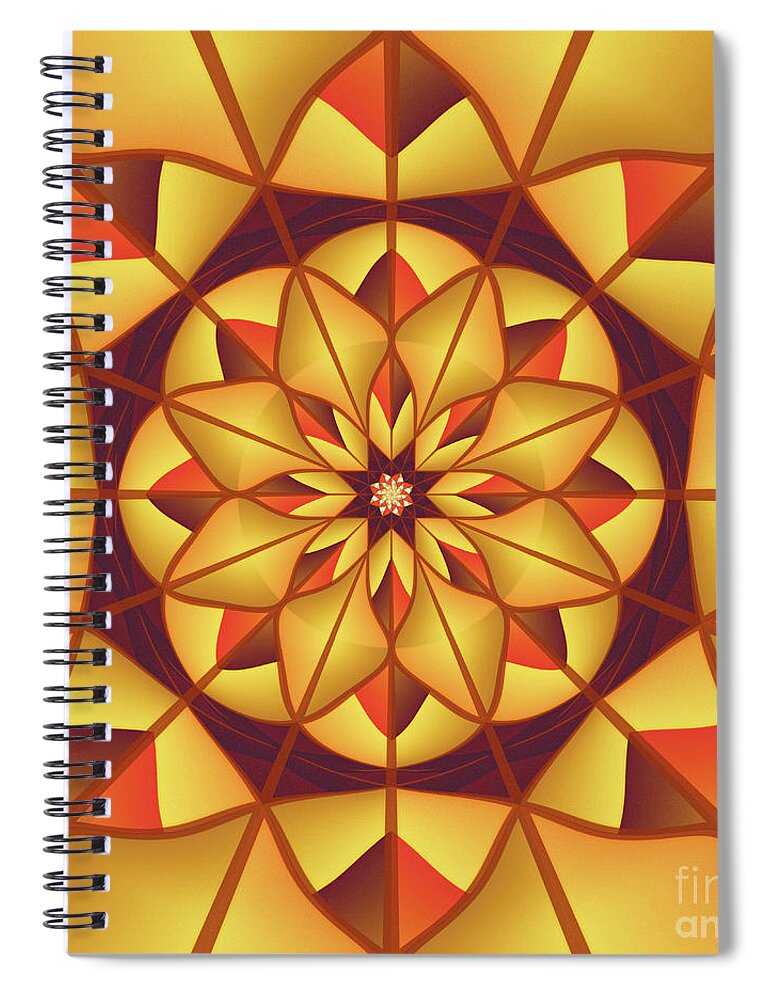 Geometric Spiral Notebook featuring the digital art Golden geometric flourish by Gaspar Avila