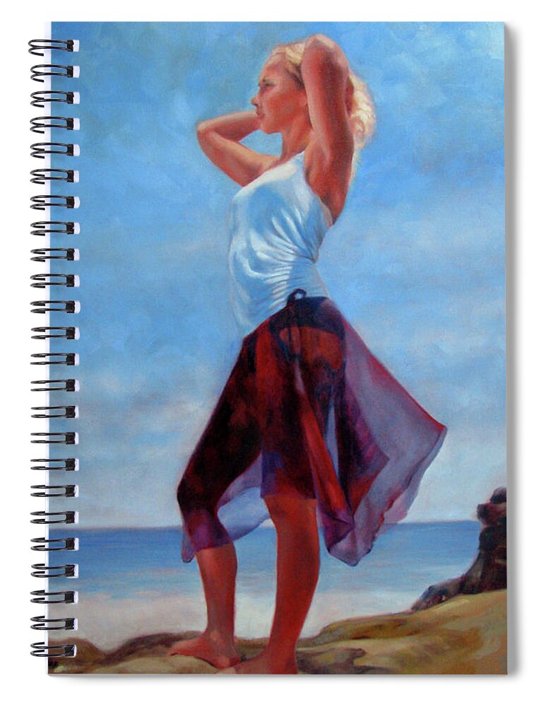 Beach Spiral Notebook featuring the painting Golden Girl by Marie Witte