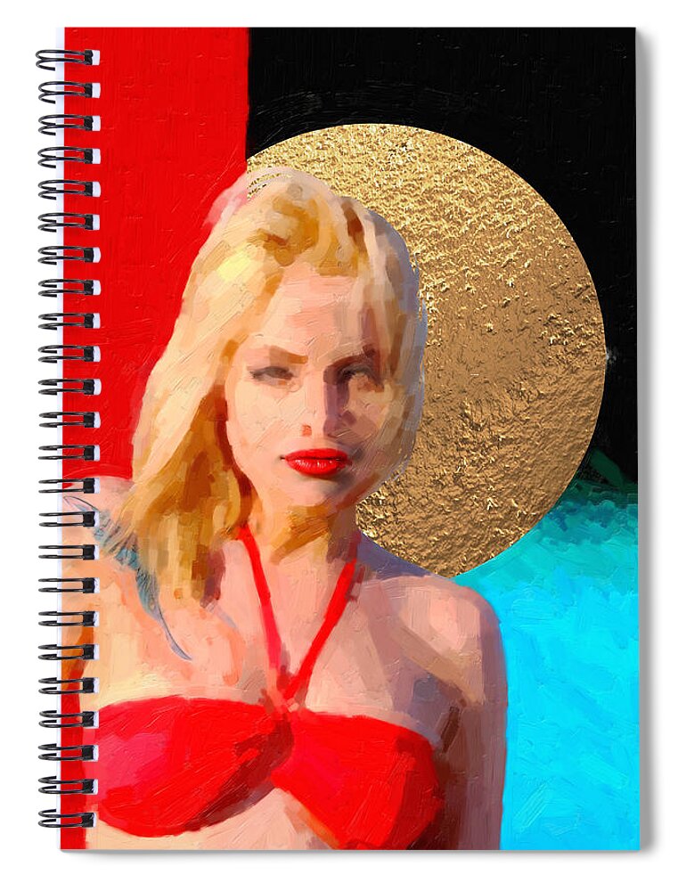 'hey Spiral Notebook featuring the digital art Golden Girl No. 2 by Serge Averbukh