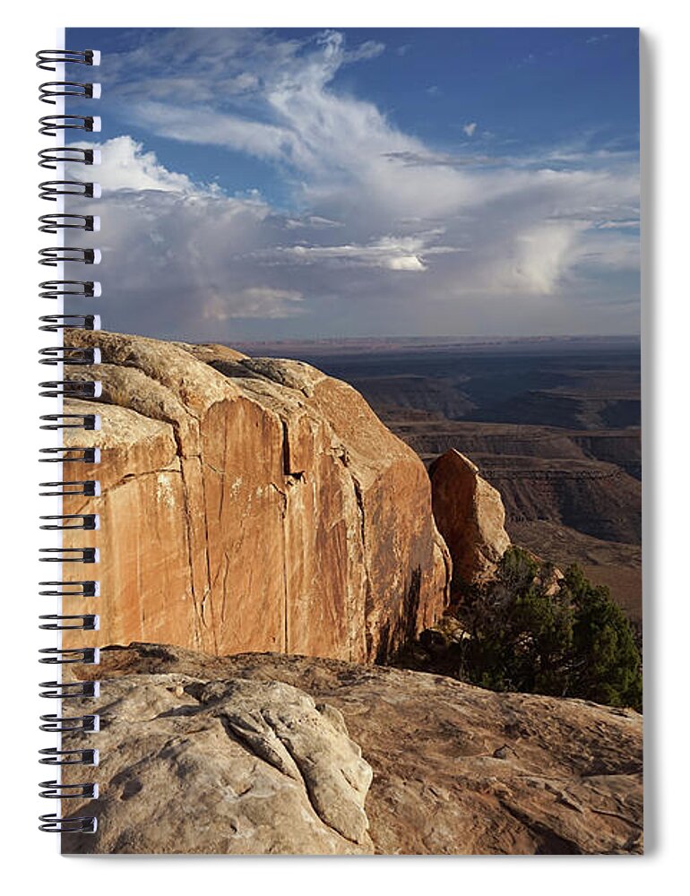 Muley Point Spiral Notebook featuring the photograph Golden Glow Vista by Leda Robertson