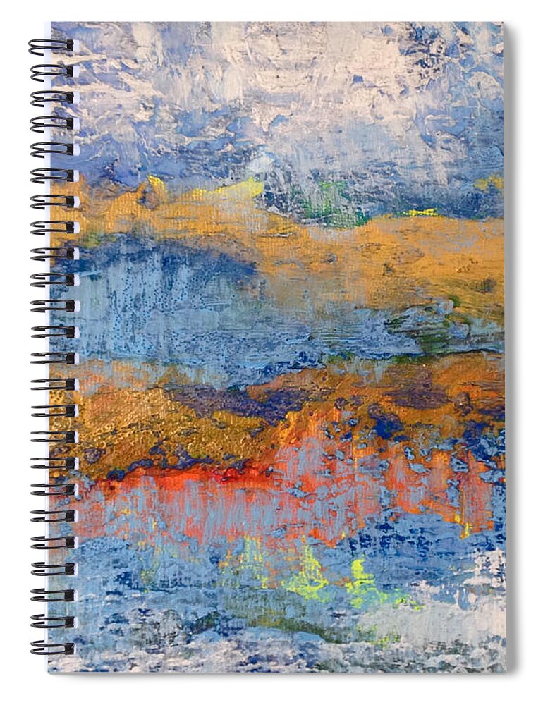 Gold Spiral Notebook featuring the painting Golden Highway by Cathleen Klibanoff