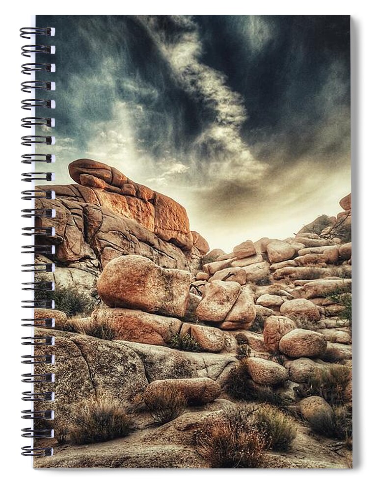 Sunset Spiral Notebook featuring the photograph Golden Hour at Barker Dam 1 by Kyle Mcdonough