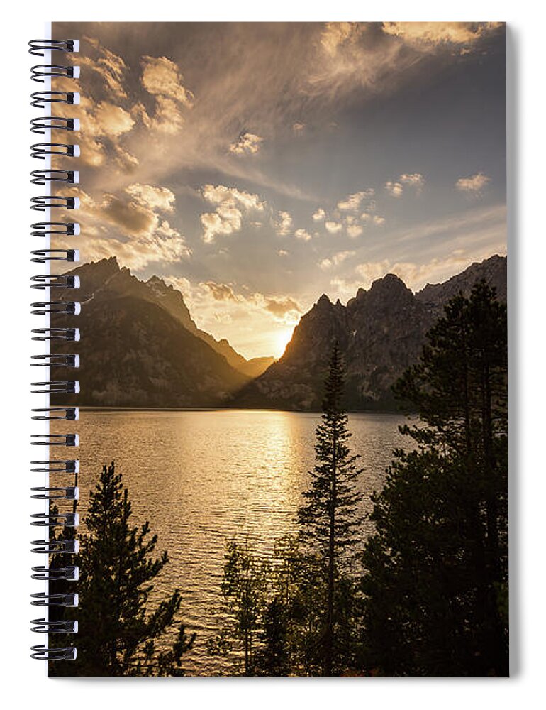 Jenny Lake Spiral Notebook featuring the photograph Golden Jenny Lake View by James BO Insogna