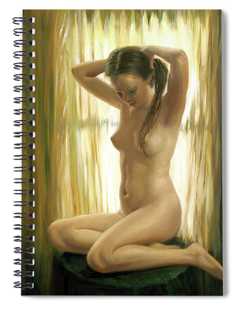 Nudes Spiral Notebook featuring the painting Golden Light by Marie Witte
