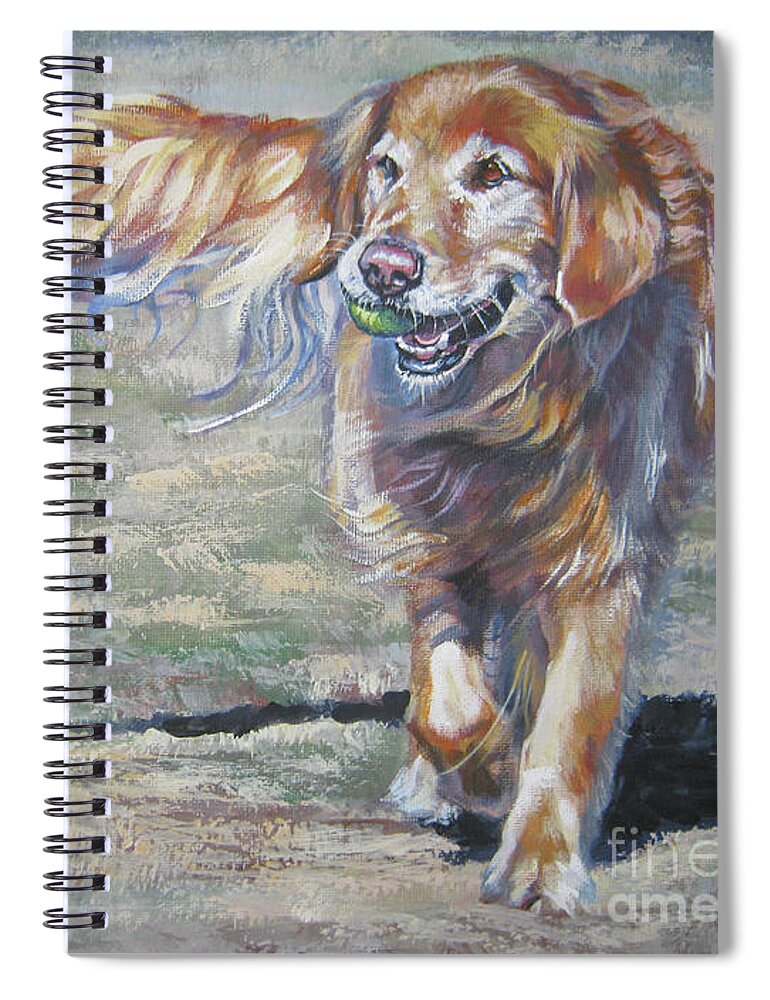 Golden Retriever Spiral Notebook featuring the painting Golden Retriever Play Time by Lee Ann Shepard