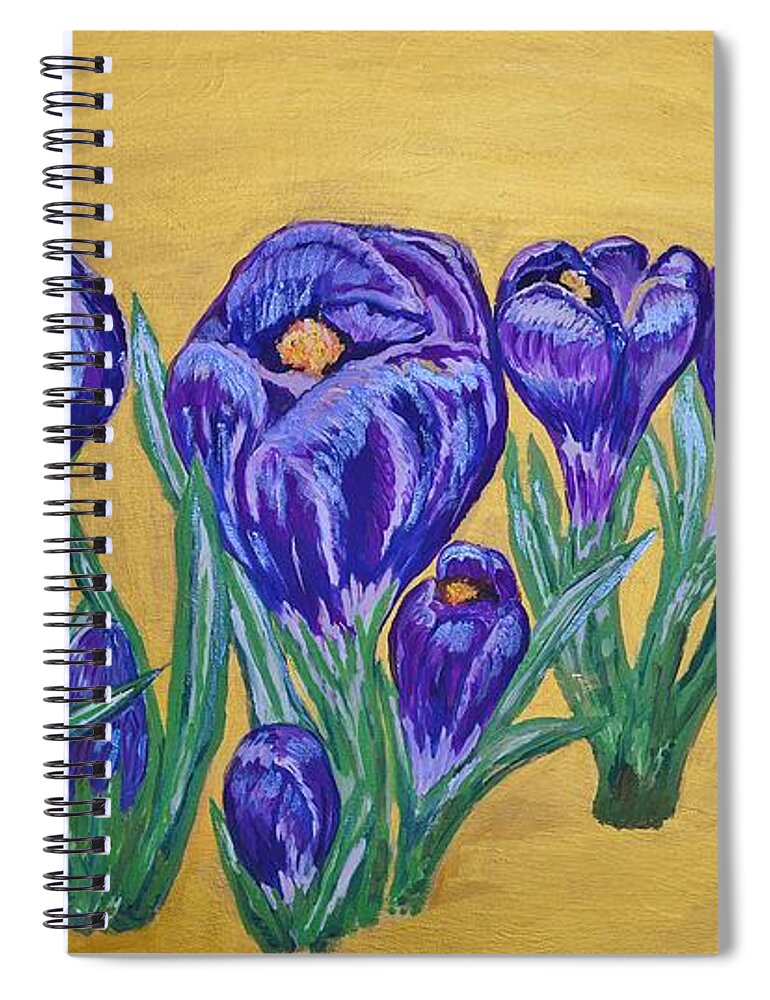 Flowers Spiral Notebook featuring the painting Golden Spring by Felicia Tica
