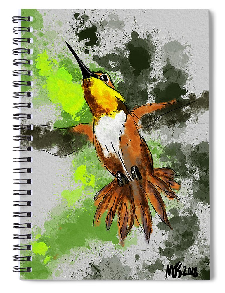 Birds Spiral Notebook featuring the digital art Golden Throat by Michael Kallstrom