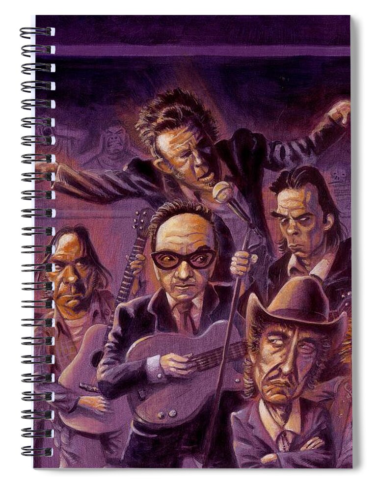 Leonard Cohen Spiral Notebook featuring the painting Golden Throats by Ken Meyer jr
