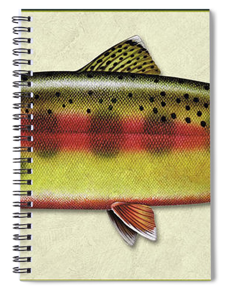 Jon Q Wright Fish Id Print Golden Trout Flyfishing Fly Freshwater Spiral Notebook featuring the painting Golden trout ID by Jon Q Wright