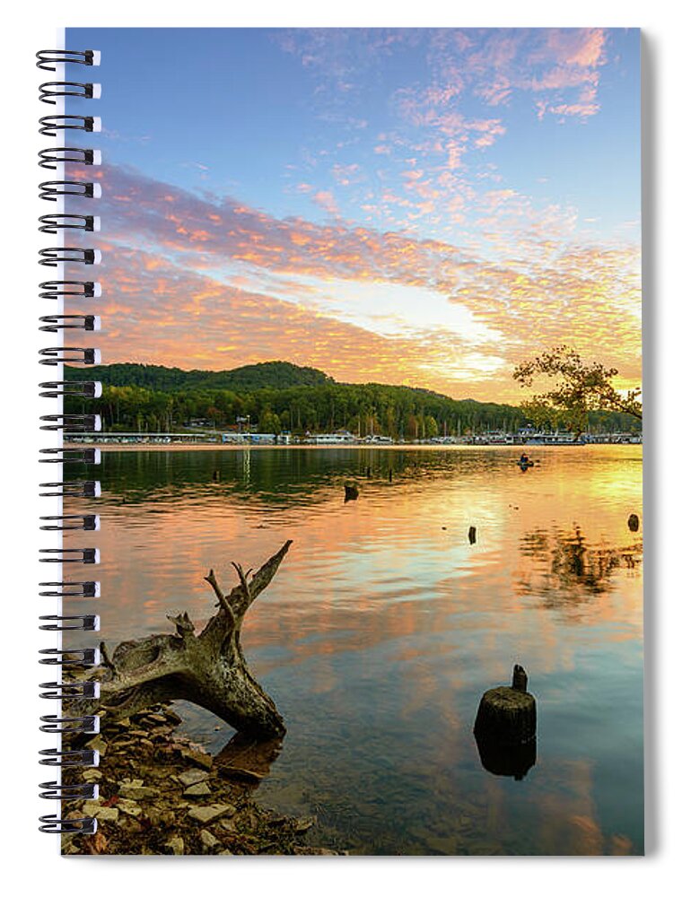 Fall Spiral Notebook featuring the photograph Golden Waters by Michael Scott
