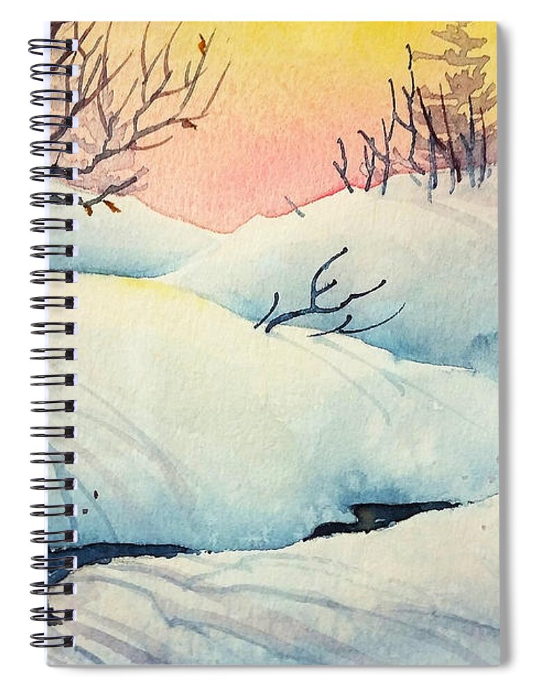 Golden Winter Ii Spiral Notebook featuring the painting Golden Winter II by Teresa Ascone