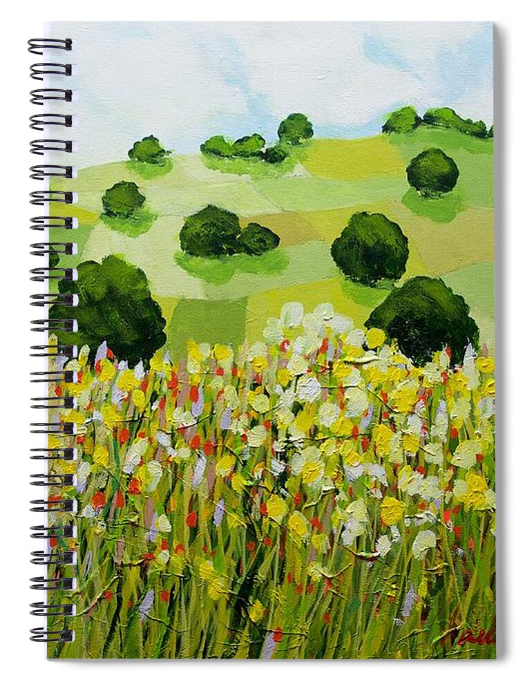 Flowers Spiral Notebook featuring the painting Goldenrod by Allan P Friedlander