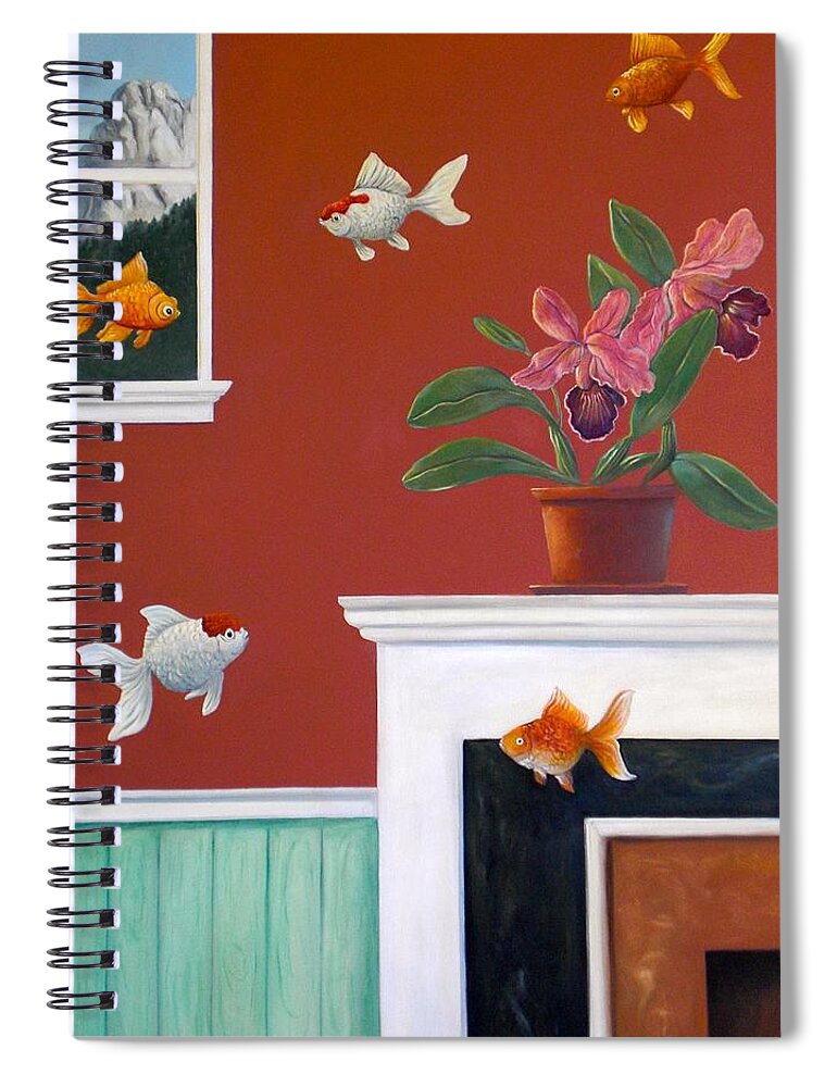 Flying Fish Spiral Notebook featuring the painting Goldfish in the House by Gerry High