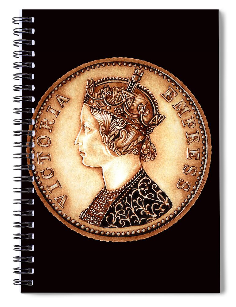 Currency Spiral Notebook featuring the drawing Goldilocks Empress Victoria by Fred Larucci