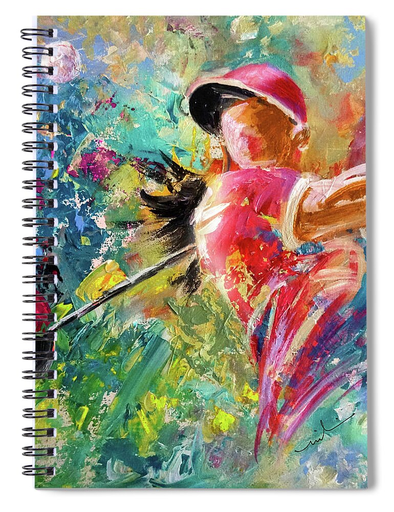 Sports Spiral Notebook featuring the painting Golf Fascination by Miki De Goodaboom