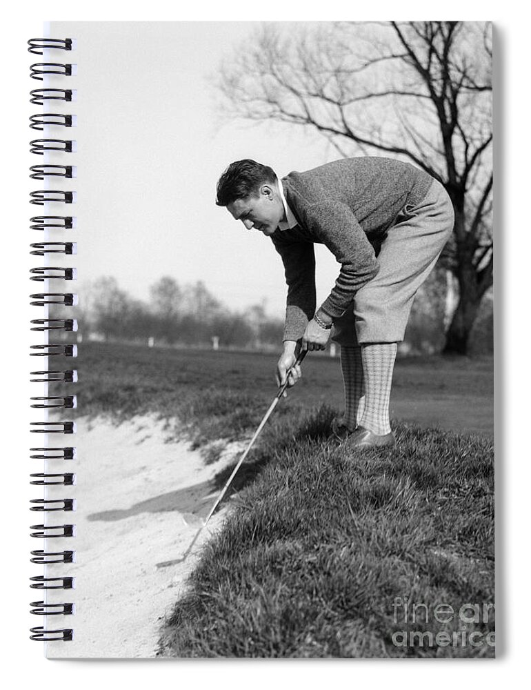 1930s Spiral Notebook featuring the photograph Golfer Playing Ball In Sand Trap by H. Armstrong Roberts/ClassicStock