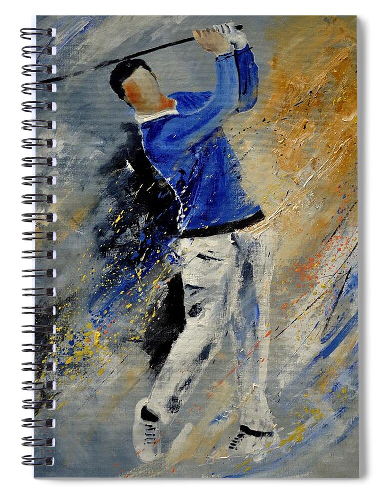 Sports Spiral Notebook featuring the painting Golfplayer by Pol Ledent