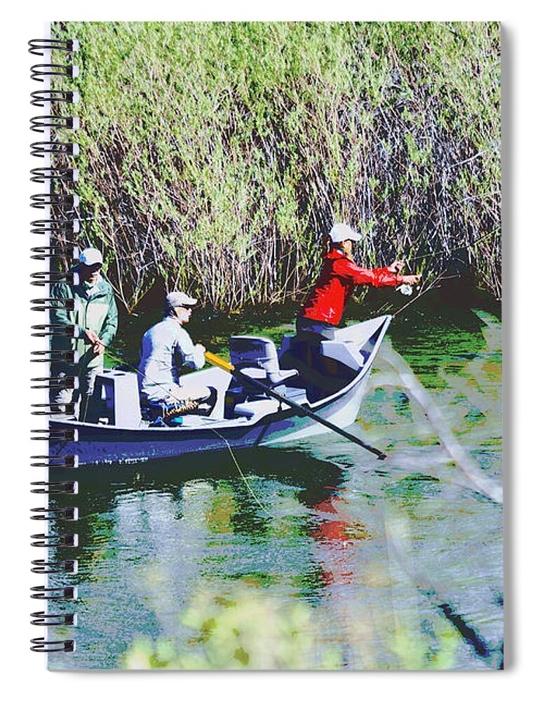 Fishing Spiral Notebook featuring the mixed media Gone Fishin' by Kae Cheatham