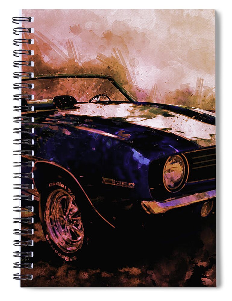 Camaro Spiral Notebook featuring the digital art Good Day Sunshine Camaro SS396 Convertible by Chas Sinklier