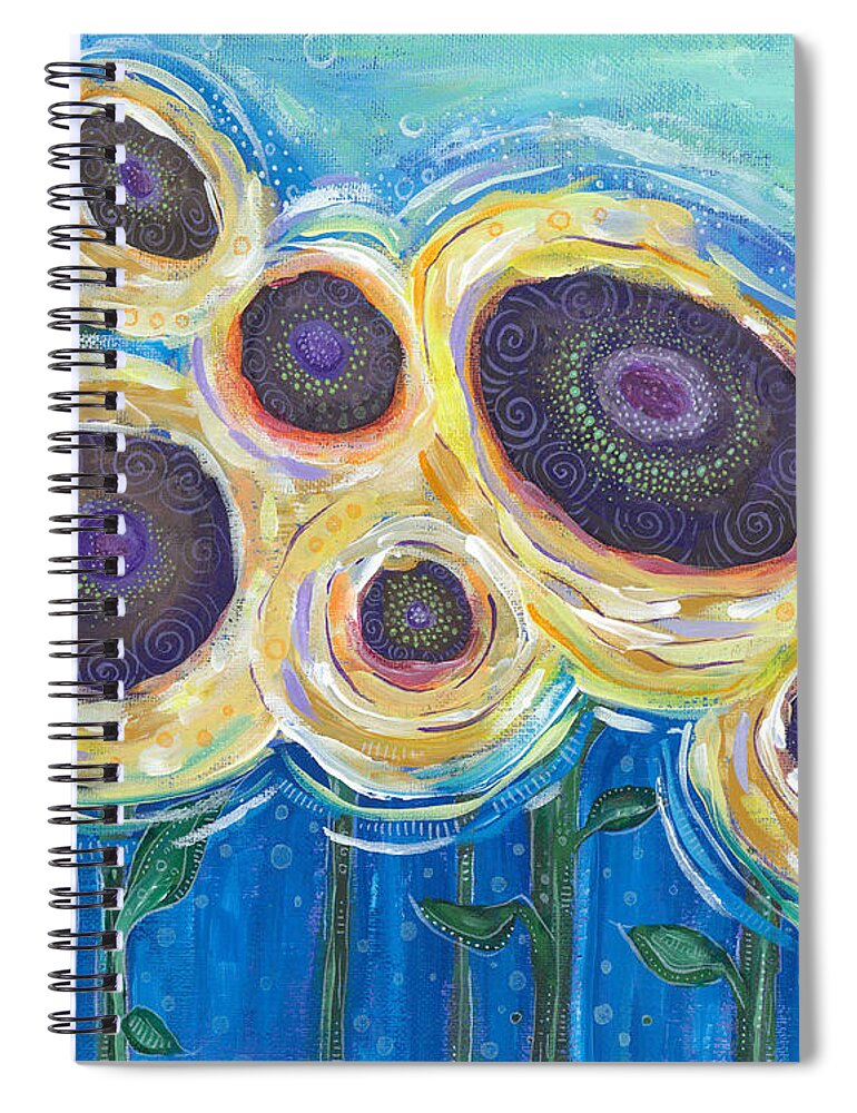 Sunflower Painting Spiral Notebook featuring the painting Wild and Free by Tanielle Childers