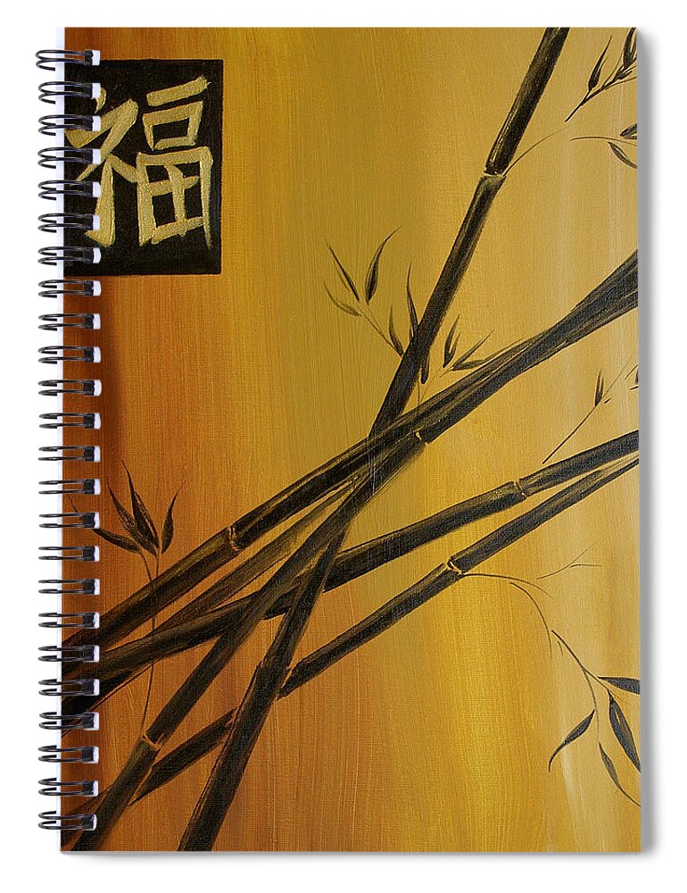 Asian Spiral Notebook featuring the painting Good Fortune Bamboo 1 by Dina Dargo