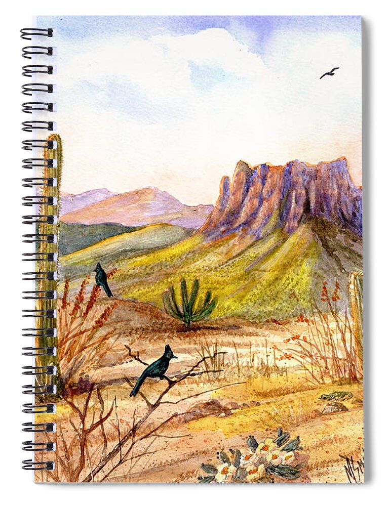 Arizona Landscape Spiral Notebook featuring the painting Good Morning Arizona by Marilyn Smith