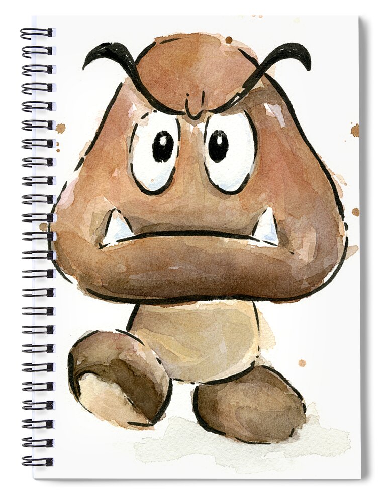 Goomba Spiral Notebook featuring the painting Goomba Watercolor by Olga Shvartsur